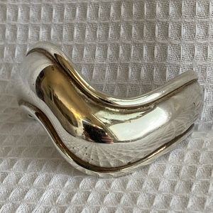 Solid Silver 70s Vintage Bone Cuff Bracelet, EUC